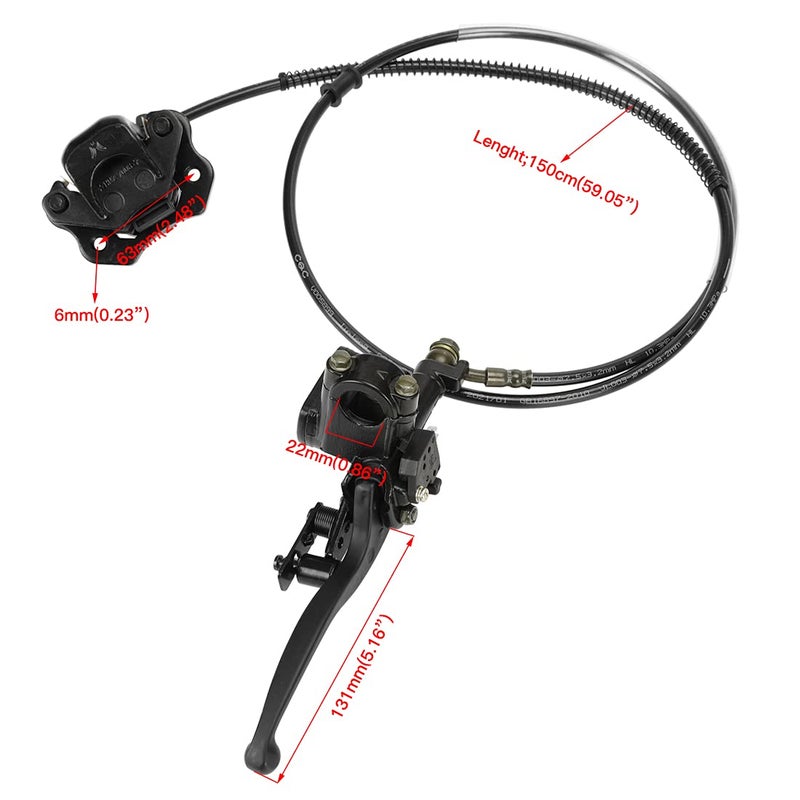 FVRITO Left Hydraulic Brake Master Cylinder Caliper Assembly for 50cc 70cc 90cc 110cc 125cc Taotao Coolster Vitacci Peace SunL RPS Roketa Kazuma Jetmoto BMS Baja NST Icebear Chinese ATV Quad 4 Wheeler - Image 3